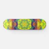 Mosaic Mandala Flower Yellow Blue en Green Persoonlijk Skateboard (Horizontaal)
