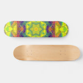Mosaic Mandala Flower Yellow Blue en Green Persoonlijk Skateboard (Horizontaal)