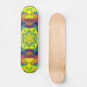 Mosaic Mandala Flower Yellow Blue en Green Persoonlijk Skateboard (Voorkant)