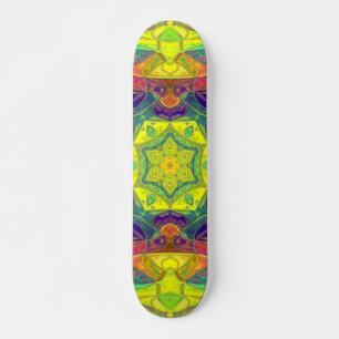Mosaic Mandala Flower Yellow Blue en Green Persoonlijk Skateboard
