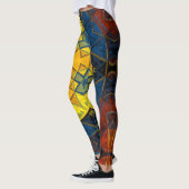 Mosaic Mandala Flower Yellow Blue en Red Leggings (Links)