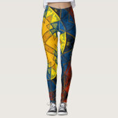Mosaic Mandala Flower Yellow Blue en Red Leggings (Voorkant)