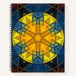 Mosaic Mandala Flower Yellow Blue en Red Notitieboek