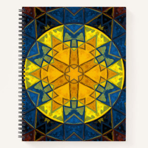 Mosaic Mandala Flower Yellow Blue en Red Notitieboek