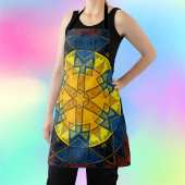 Mosaic Mandala Flower Yellow Blue en Red Schort