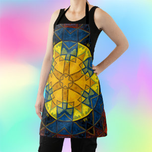 Mosaic Mandala Flower Yellow Blue en Red Schort