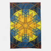 Mosaic Mandala Flower Yellow Blue en Red Theedoek (Verticaal)