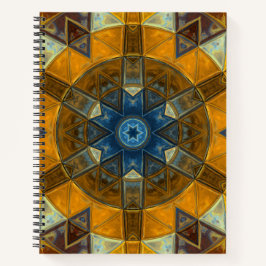 Mosaic Mandala Flower Yellow en Blue Notitieboek