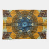 Mosaic Mandala Flower Yellow en Blue Theedoek (Horizontaal)