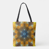 Mosaic Mandala Flower Yellow en Blue Tote Bag (Achterkant)