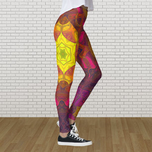 Mosaic Mandala Flower Yellow Pink en Paars Leggings