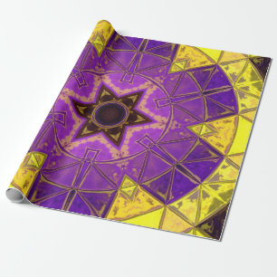 Mosaic Mandala Paars en geel Cadeaupapier