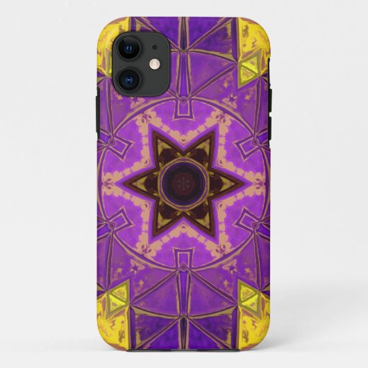 Mosaic Mandala Paars en geel Case-Mate iPhone Case (Achterkant)