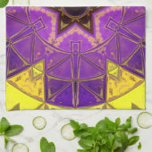 Mosaic Mandala Paars en geel Theedoek (Gevouwen)