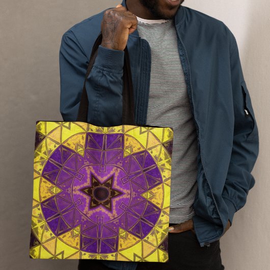 Mosaic Mandala Paars en geel Tote Bag