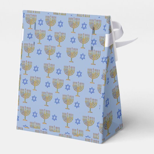 Mosaic Menorahs + Stars Favor Box Bedankdoosjes (Achterkant)
