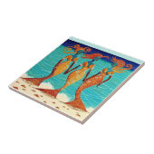 Mosaic Mermaids op Egyptisch zand Tegeltje (Zijkant)