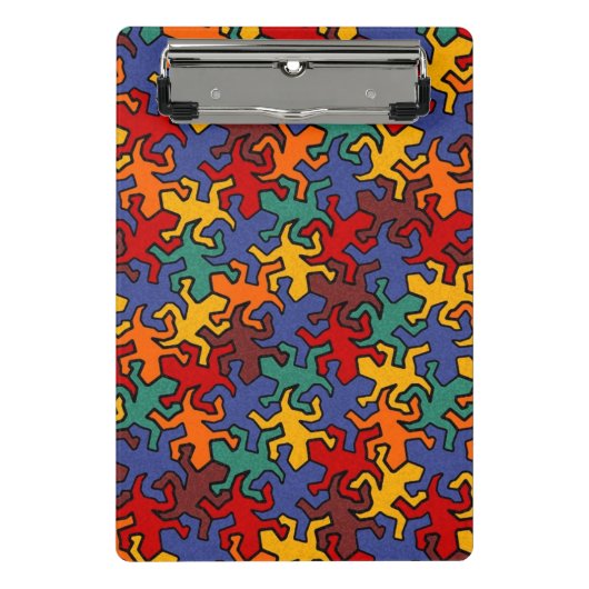 Mosaic Mirror Geckos Pattern - aardkleuren Mini Klembord (Voorkant)