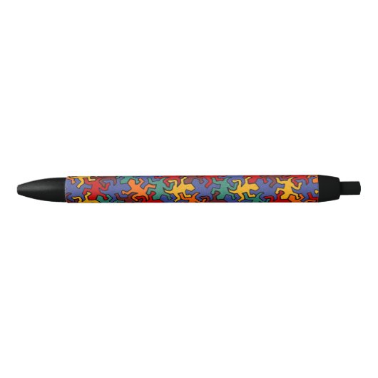 Mosaic Mirror Geckos Pattern - aardkleuren Zwarte Inkt Pen (Voorkant)