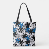 Mosaic Mirror Geckos Pattern - blauw zwart wit Tote Bag (Achterkant)