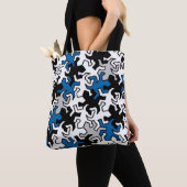 Mosaic Mirror Geckos Pattern - blauw zwart wit Tote Bag (Dichtbij)