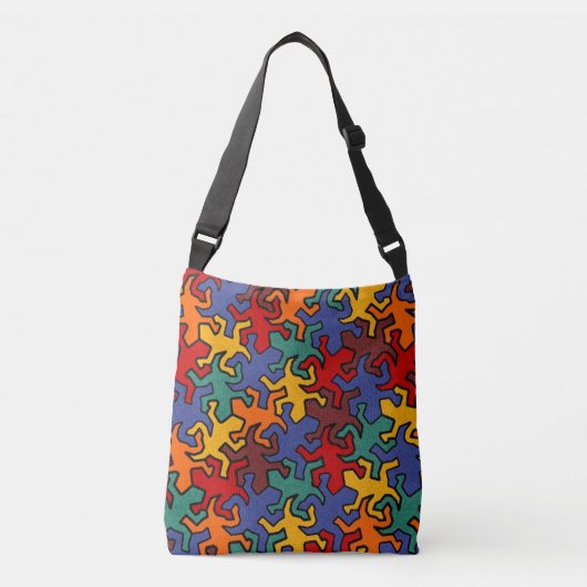 Mosaic Mirror Geckos Pattern - gekleurd op aarde Crossbody Tas (Voorkant)