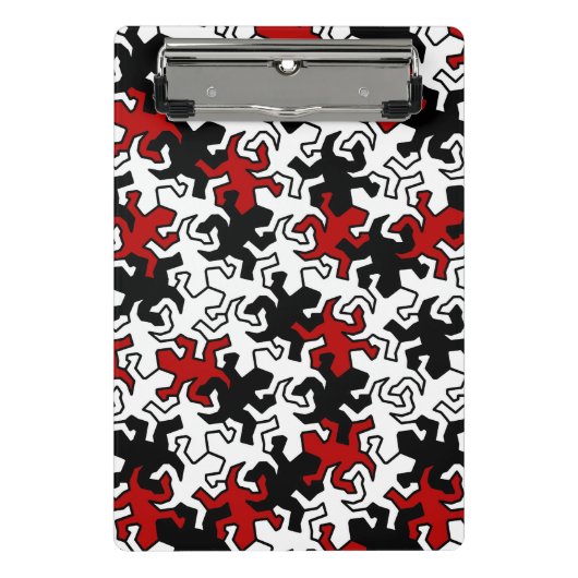 Mosaic Mirror Geckos Pattern - rood zwart wit Mini Klembord (Voorkant)