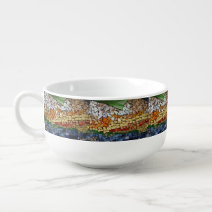 Mosaic Mountain Soup Mug, Willowcatdesigns Soepkom