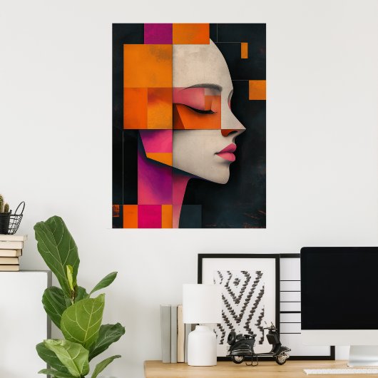 Mosaic of Her Silence — Painterly Blocks Poster (Thuiskantoor)