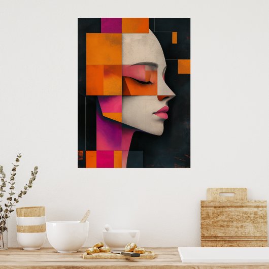 Mosaic of Her Silence — Painterly Blocks Poster (Keuken)
