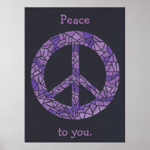 Mosaic Ombre Peace Sign Lavender Paarse Posters