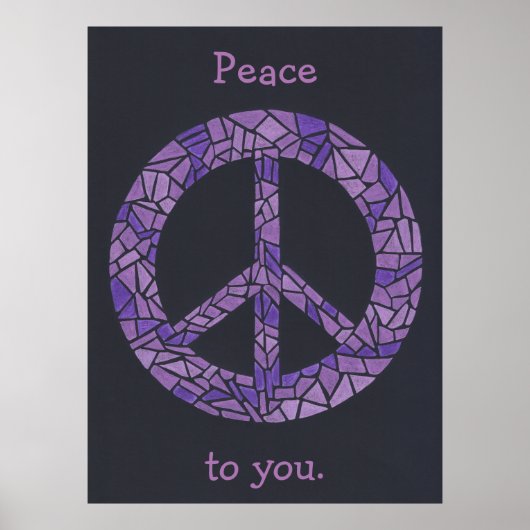 Mosaic Ombre Peace Sign Lavender Paarse Posters (Voorkant)
