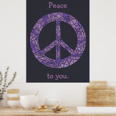 Mosaic Ombre Peace Sign Lavender Paarse Posters (Keuken)
