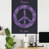 Mosaic Ombre Peace Sign Lavender Paarse Posters (Thuiskantoor)