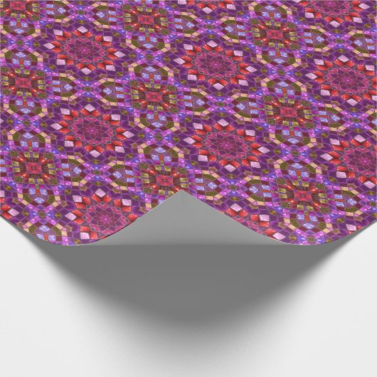 Mosaic Paars  Fractal Kaleidoscope Cadeaupapier (Hoek)