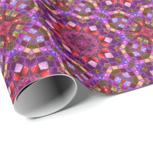 Mosaic Paars  Fractal Kaleidoscope Cadeaupapier (Rol Hoek)