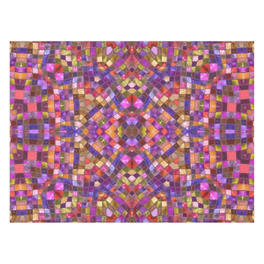 Mosaic Paars  Fractal Kaleidoscope Tafelkleed (Voorkant (Horizontaal))
