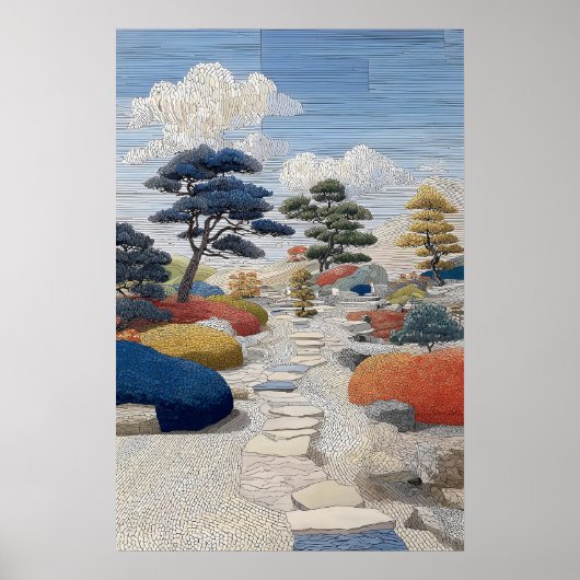 Mosaic Pathway Poster Stepping Stones, Colorful (Voorkant)