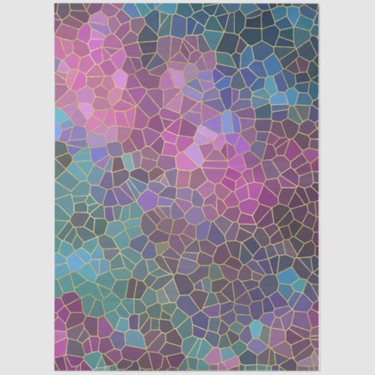 Mosaic Pattern of Pink Purple Teal Blue Green Gold Tissuepapier (Voorkant)