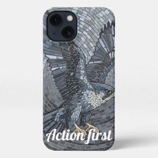 Mosaic Peregrine Falcon Action First Predator iPhone 13 Hoesje