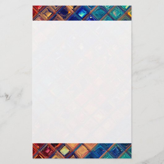 Mosaic Rainbow | Vette kleurrijke Abstracte Tegel Briefpapier (Voorkant)