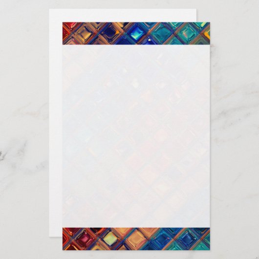 Mosaic Rainbow | Vette kleurrijke Abstracte Tegel Briefpapier (Voorkant / Achterkant)