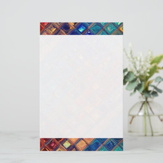 Mosaic Rainbow | Vette kleurrijke Abstracte Tegel Briefpapier (Staand voorkant)