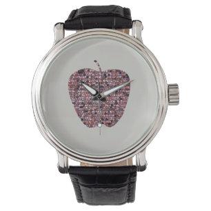 Mosaic Red Apple Male Docent Classroom Hartelijk d Horloge