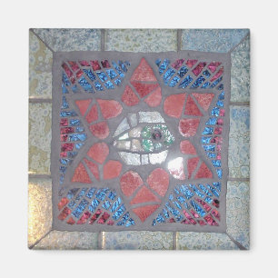 Mosaic Red Heart Star van David met boze ogen Magneet