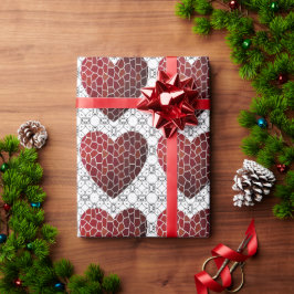 Mosaic Red Heart Wrapping Paper Cadeaupapier