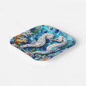 Mosaic Seahorses Romantic Beachy   Papieren Bordje (Gebogen)