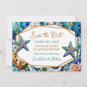 Mosaic Seahorses Romantic Beachy Save The Date (Voorkant)