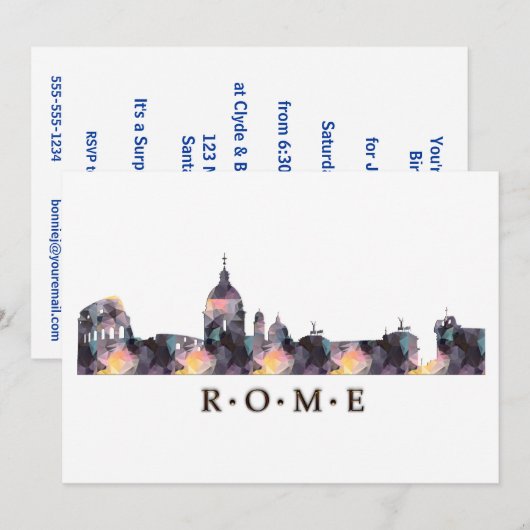 Mosaic Silhouette van Rome Skyline Kaart (Voorkant / Achterkant)