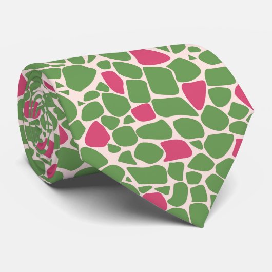 Mosaic small abstract pattern tiles green raspberr stropdas (Opgerold)